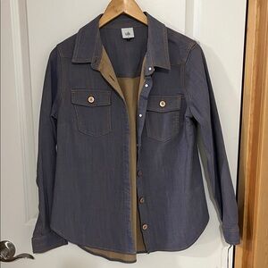 CAbi Blue/purple Shirt Jacket with Tan Accents